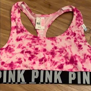 Pink logo sport bra